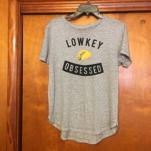 Basic Gray Grapic Tee “LOWKEY 🌮 OBSESSED “